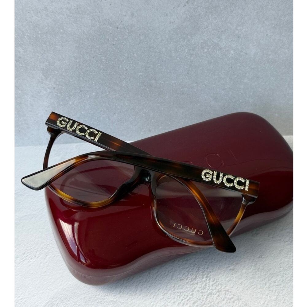 NEW Gucci GG0421O Cat Eye Eyeglasses Frames in Havana Brown - Picture 1 of 6